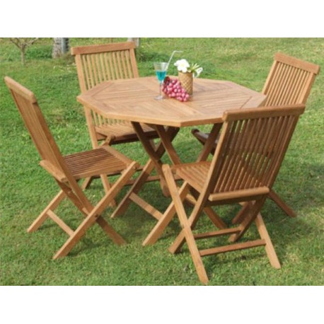 Octagonal Folding Table Set Ø  80 Cm