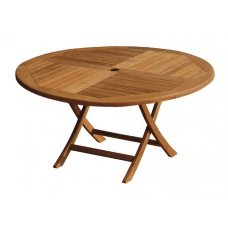 Teak outdoor table victoria easyfold 150cm round
