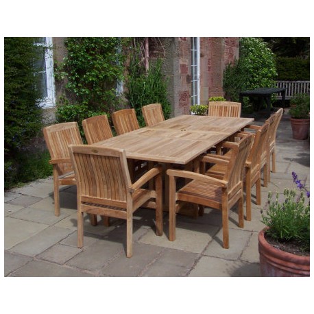 Teak set georgian ext. table set